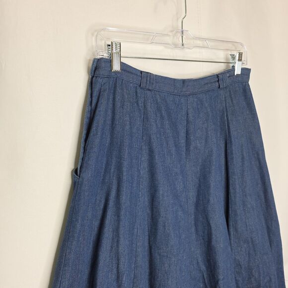 Vintage 70s 80s Full Denim Maxi Skirt Prairie Cottage Claire Sport Western Sz 12 - Picture 6 of 10